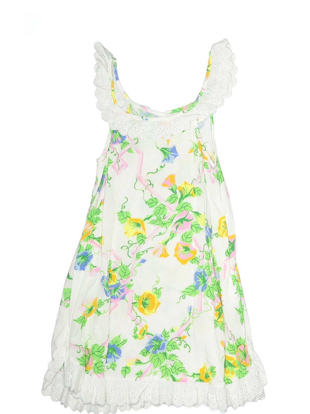 Beaufort Bonnet White Floral Dress with Eyelet Trim EUC SZ 8